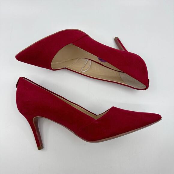 Calvin Klein Galena Pointed-Toe Heels Pumps Red Velour Womens Size 6.5M EU 36 - Picture 4 of 9